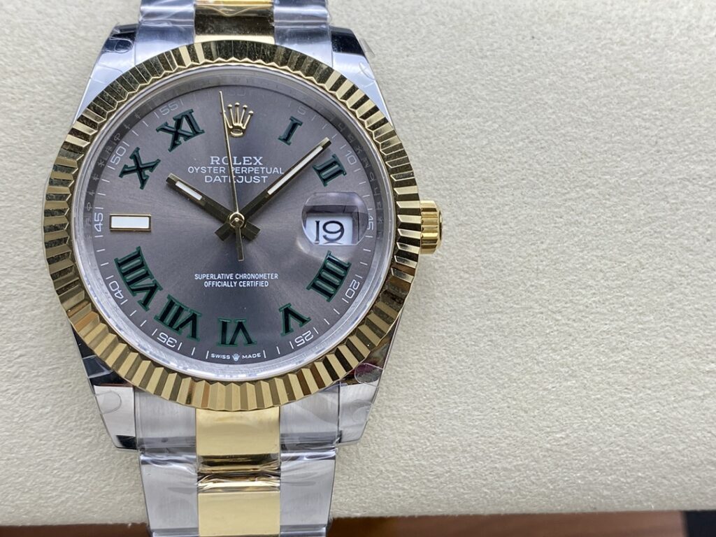 Super Clone Rolex Datejust Slate Roman Dial 126333-0019 41 mm — dial close-up