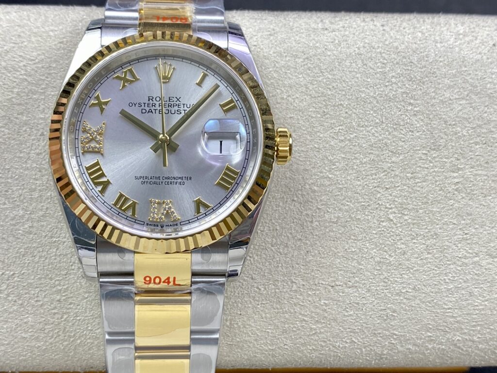 Super Clone Rolex Datejust White Roman Dial 126233-0030 36 mm — dial close-up