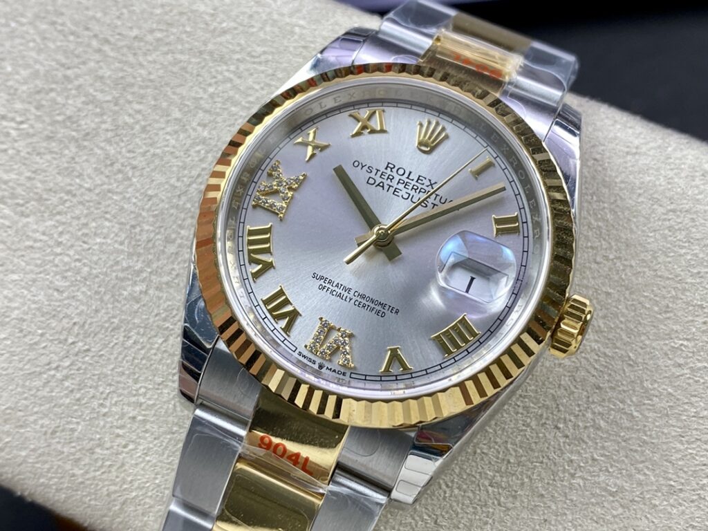 Super Clone Rolex Datejust White Roman Dial 126233-0030 36 mm — case and bezel