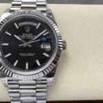 Super Clone Rolex Day-Date Bright Black Dial 228236-0003 40 mm — dial close-up