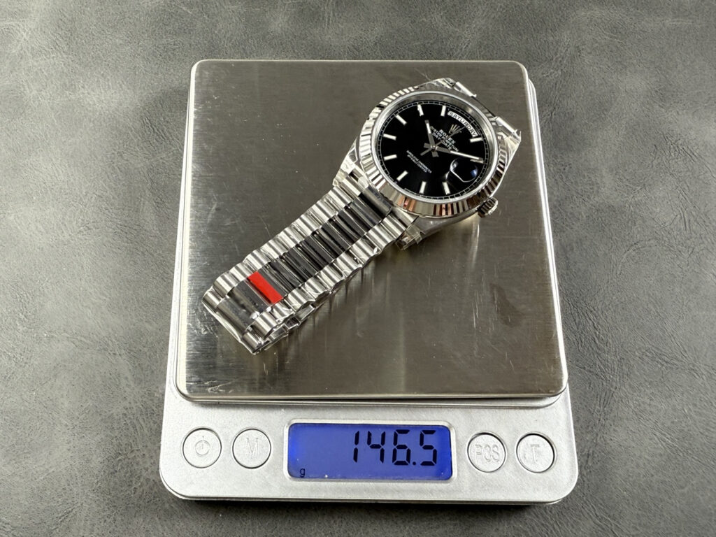 Super Clone Rolex Day-Date Bright Black Dial 228236-0003 40 mm — movement / caseback view
