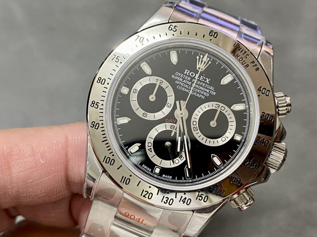 Super Clone Rolex Daytona Black Dial 116520 — dial close-up