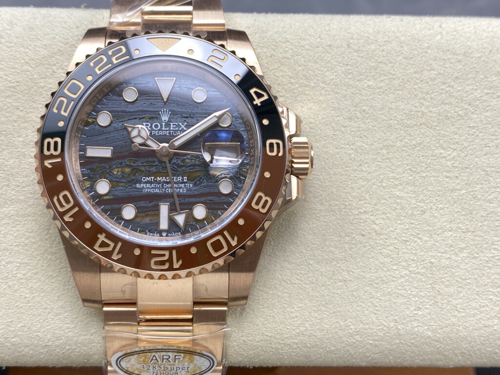 Super Clone Rolex GMT-Master II 126715CHNR Tiger Iron Dial — dial close-up