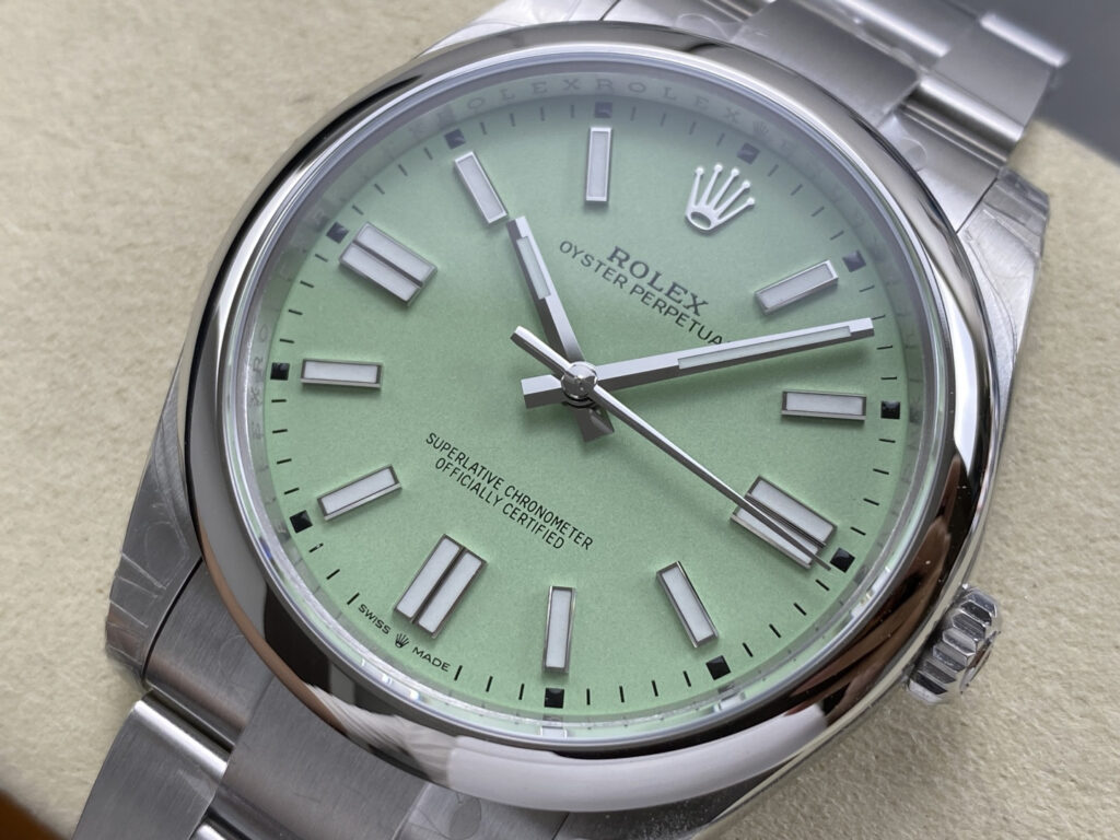 Super Clone Rolex Oyster Perpetual 277200 Pistachio Dial — bracelet detail