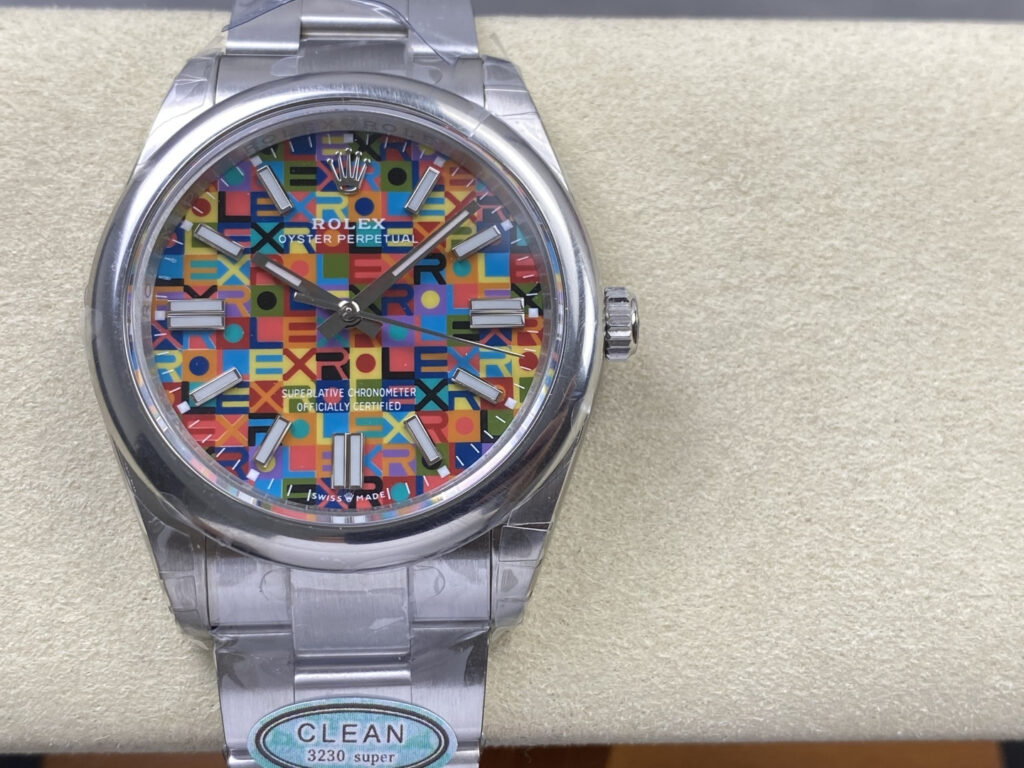 Super Clone Rolex Oyster Perpetual Jubilee Motif (2026) Super Clone — dial close-up