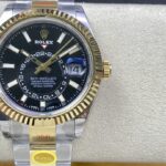 Super Clone Rolex Sky-Dweller Bright black Dial 336933 Oyster — dial close-up