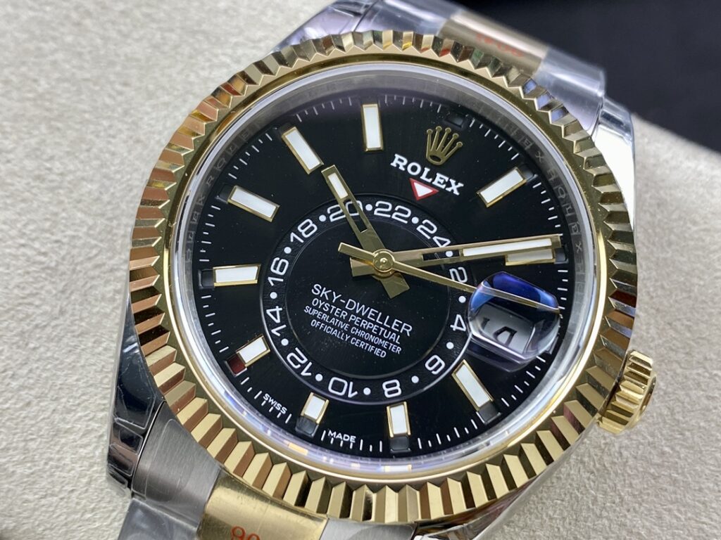 Super Clone Rolex Sky-Dweller Bright black Dial 336933 Oyster — bracelet detail