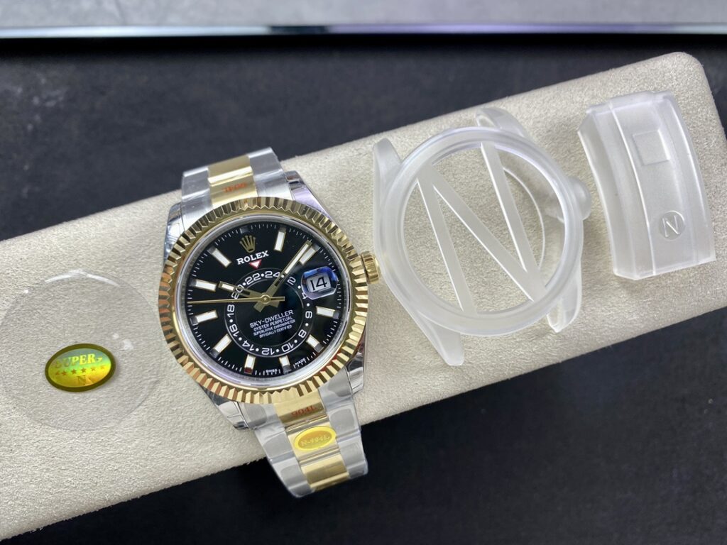 Super Clone Rolex Sky-Dweller Bright black Dial 336933 Oyster — side profile