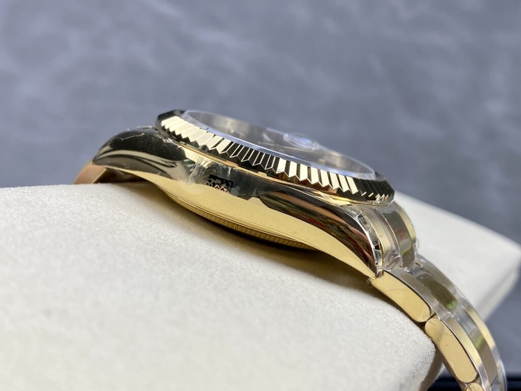 Super Clone Rolex Sky-Dweller Bright black Dial 336938 — on leather display