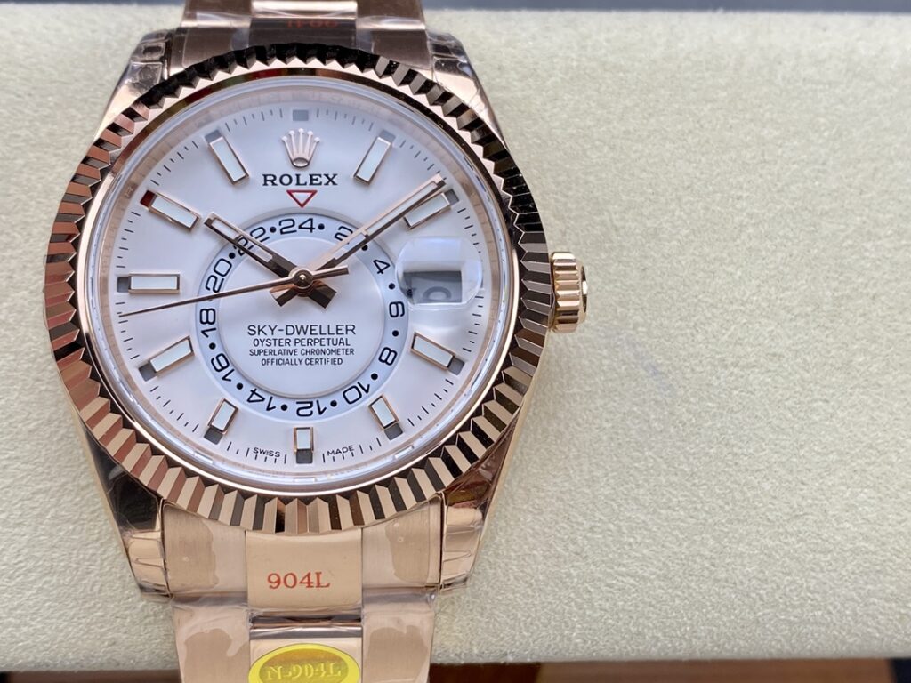 Super Clone Rolex Sky-Dweller Intense white Dial 336935 — dial close-up