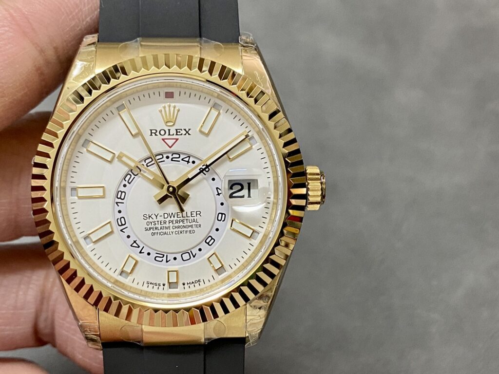 Super Clone Rolex Sky-Dweller White Dial 326238 — dial close-up