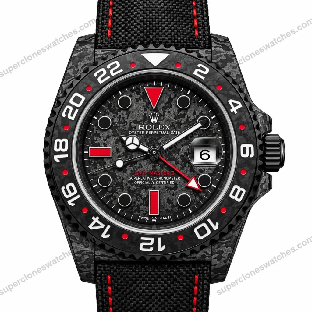 Super Clone Rolex GMT-Master II DIW Carbon Red Accent 126710 – Swiss SuperClone