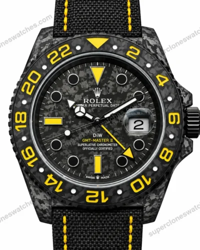 Super Clone Rolex GMT-Master II DIW Carbon Yellow Accent 126710 – Swiss SuperClone